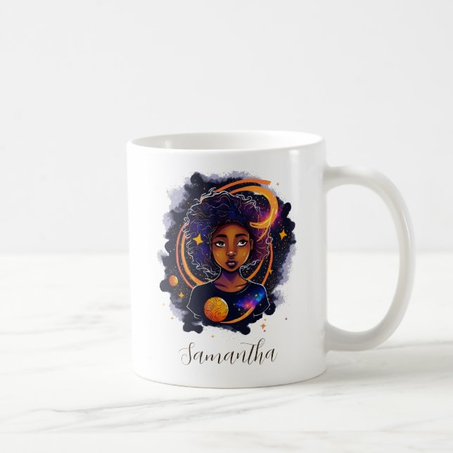 Sonnensystem Afro Woman Kaffeetasse (Rechts)