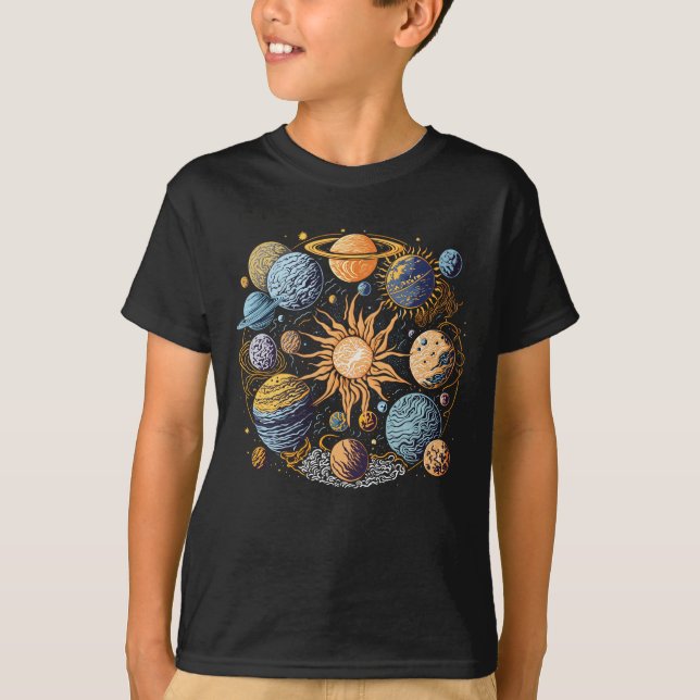 Sonnensystem Art T-Shirt (Vorderseite)