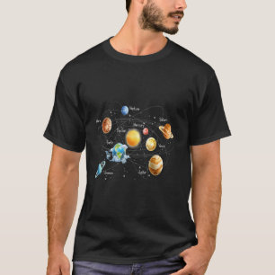 Sonnensystem Astronomie Sonne Mond Sterne Weltraum T-Shirt