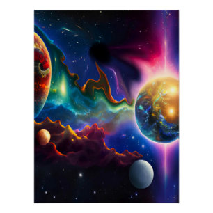 Sonnensystem in Blackhole Glossy Poster