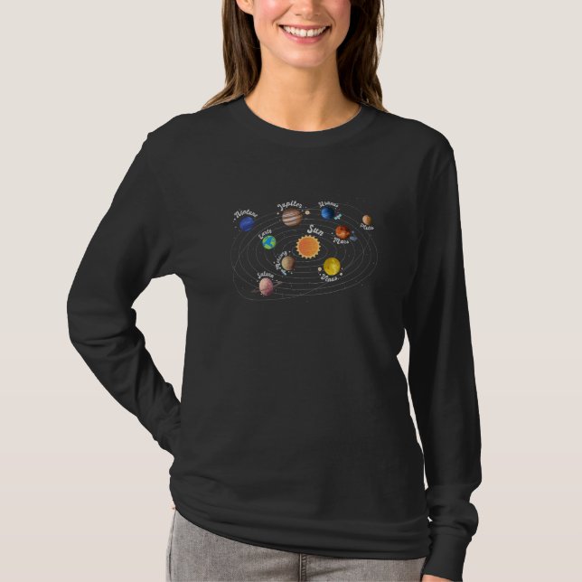Sonnensystem Kinder Planeten Weltraum Wissen Sc T-Shirt (Vorderseite)