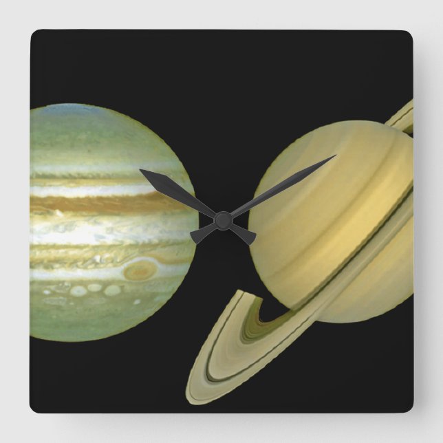 Sonnensystem ~ Long View Quadratische Wanduhr (Vorderseite)