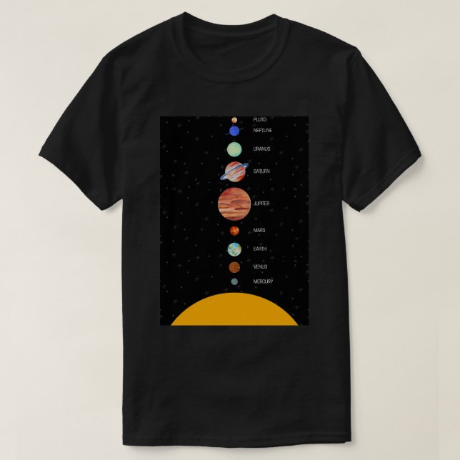 Sonnensystem mit dem Schreiben der Namen der T-Shirt (Design vorne)