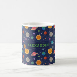 Sonnensystem mit Sonne und Planeten Personalisiert Kaffeetasse