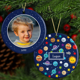 Sonnensystem Muster für Kinder mit Foto Weihnachte Keramik Ornament