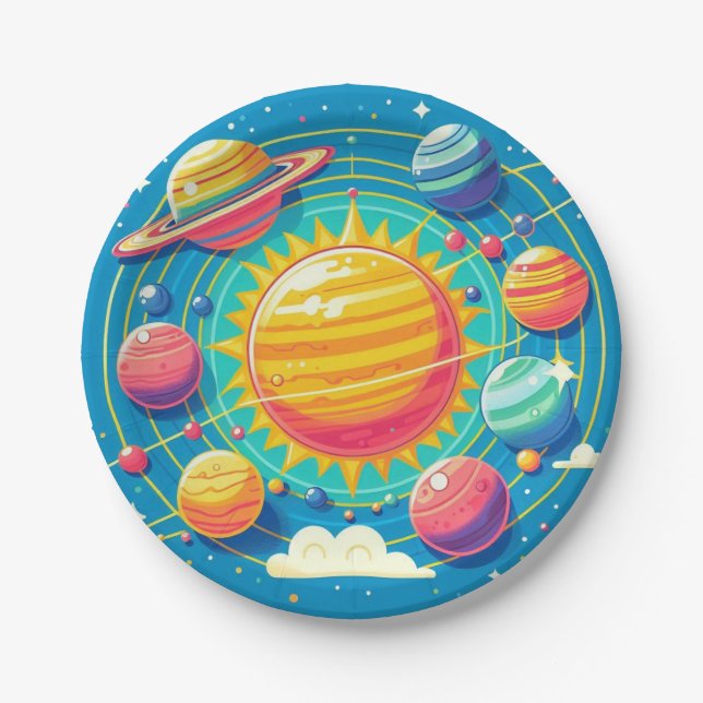 Sonnensystem Pappteller (Vorderseite)