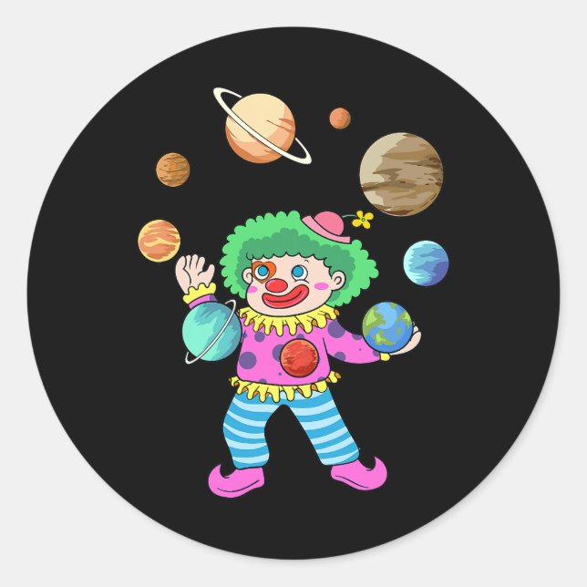 Sonnensystem Planet Clown Juggling Circus für Acro Runder Aufkleber (Vorderseite)
