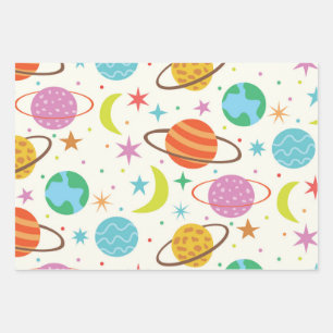 Sonnensystem Planet Weltraum Muster  Geschenkpapier Set