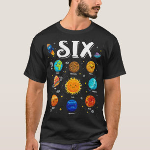 Sonnensystem Planeten 6 Jahre alt 6. Geburtstag T-Shirt