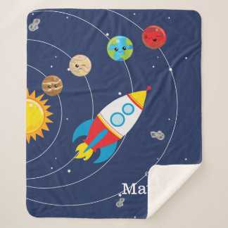 Sonnensystem-Planeten Rocketship Raum-Astronaut Sherpadecke