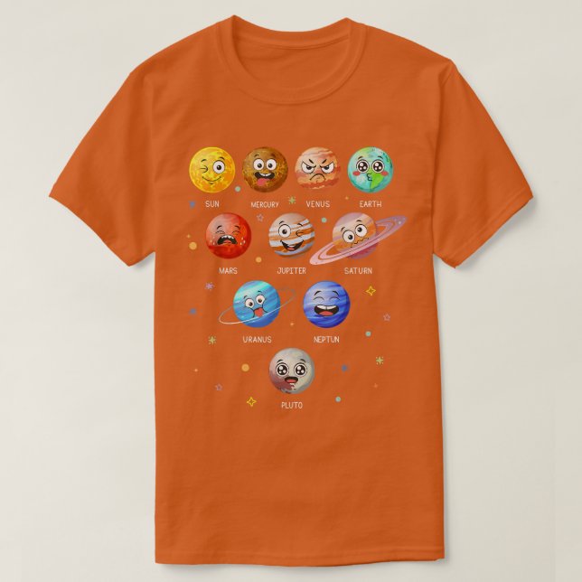 Sonnensystem Planeten Sun Space Funny Science Lehr T-Shirt (Design vorne)