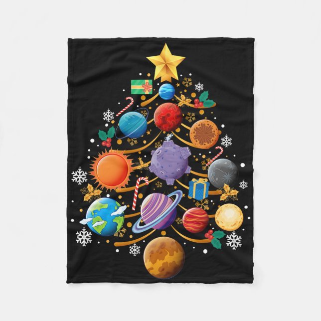Sonnensystem Planeten Weihnachtsbaum Astronomie Xm Fleecedecke (Vorderseite)