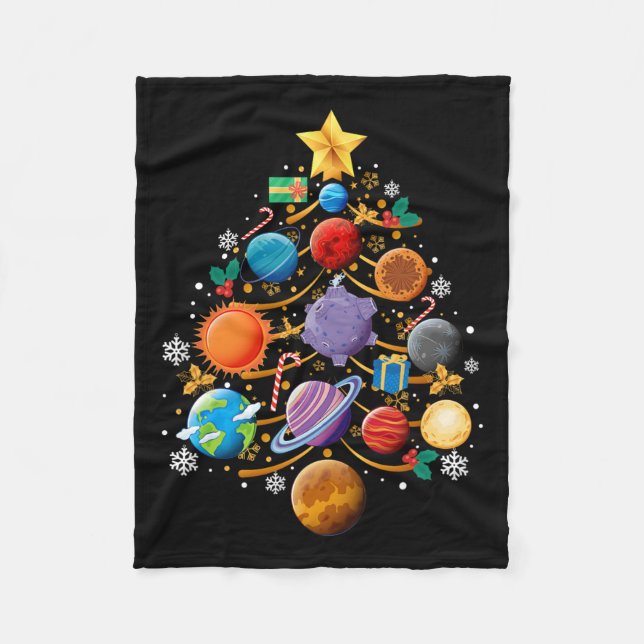 Sonnensystem Planets Christmas Tree Astronomie Xma Fleecedecke (Vorderseite)