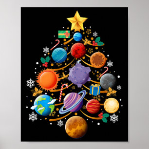Sonnensystem Planets Christmas Tree Astronomie Xma Poster