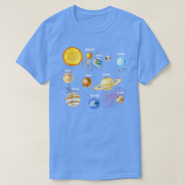 Sonnensystem Realistische Weltraumplaneten Bildung T-Shirt (Design vorne)