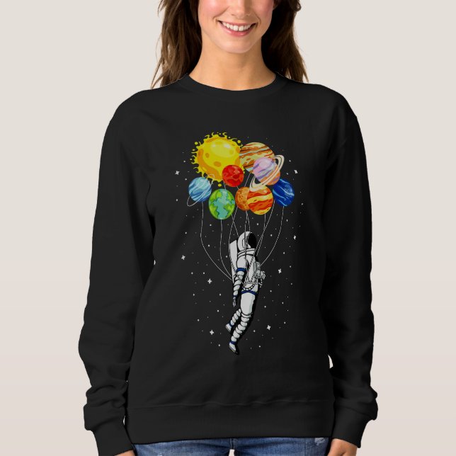 Sonnensystem Weltraum Astronaut Ballons Sweatshirt (Vorderseite)