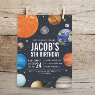 Sonnensystem Weltraumthematischer Geburtstag Einladung