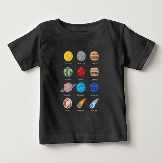 Sonnensystem, zeichnend Cartoon der Planeten Baby T-shirt (Vorderseite)