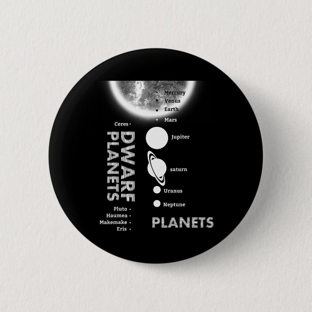 Sonnensystem - Zwergplaneten - Geschenk für Shirt Button (Vorderseite)