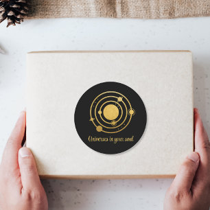 Sonnensysteme für Gold Foil Runder Aufkleber