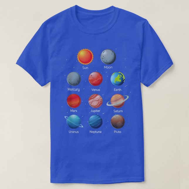 Sonnensysteme Planeten in der Weltraumwissenschaft T-Shirt (Design vorne)