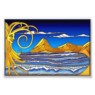 Sonnentag am Strand Aquarellmalerei Fotodruck