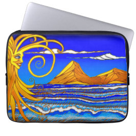 Sonnentag am Strand Aquarellmalerei Laptopschutzhülle