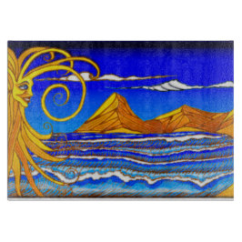 Sonnentag am Strand Aquarellmalerei Schneidebrett