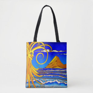 Sonnentag am Strand Tasche Wasserfarben Malerei Ba