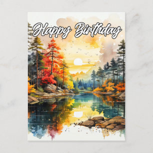 Sonnentag am Teich Happy Birthday Postkarte