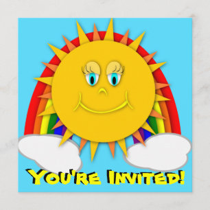 Sonnentag Regenbogen Geburtstagsparty Einladung