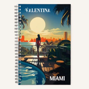 Sonnenterrasse mit Blick auf Miami Beach Notizbuch