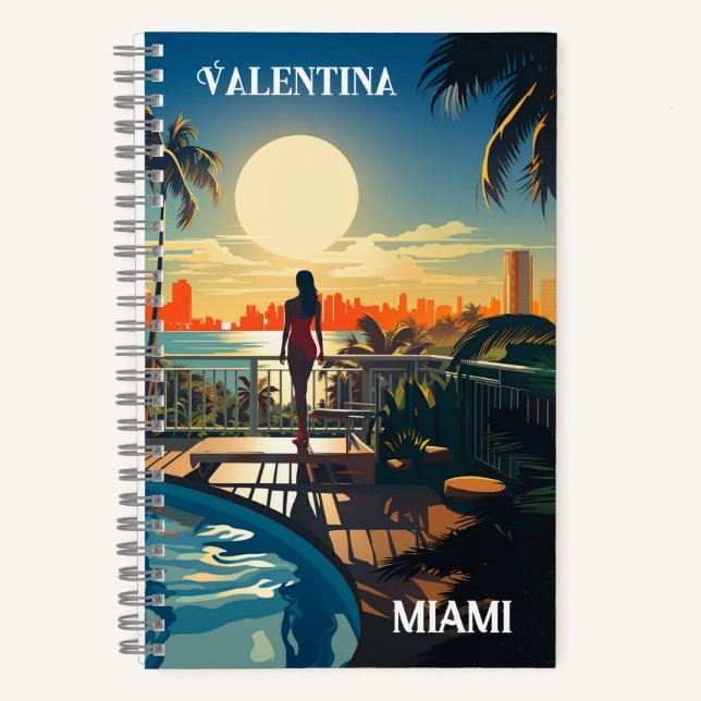 Sonnenterrasse mit Blick auf Miami Beach Notizbuch (Vorderseite)
