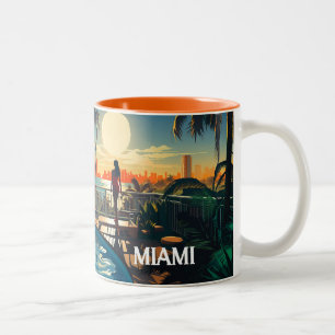 Sonnenterrasse mit Blick auf Miami Beach Zweifarbige Tasse