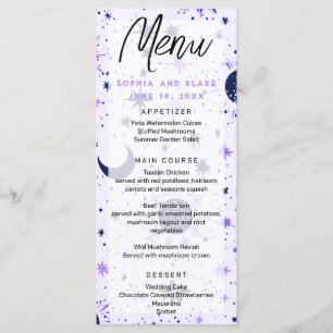 Sonnentouren mit Lila und schwarzen Himmelskörpern Menükarte