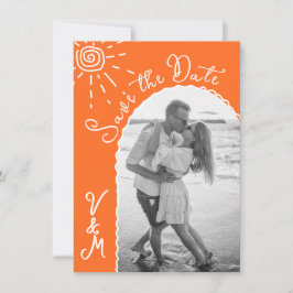 Sonnentropisches Foto Save the Date gezogen Einladung