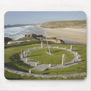 Sonnenuhr und Perran Beach, Perranporth, Cornwall, Mousepad