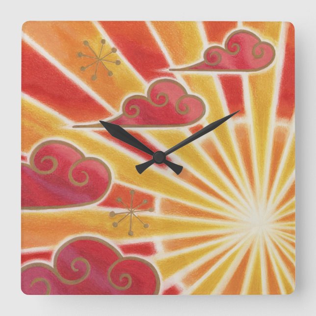 Sonnenuhrquadrat Quadratische Wanduhr (Vorderseite)