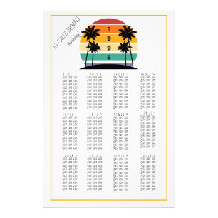 Sonnenuntergang 30. Retro Stripe Seating Chart 199 Fotodruck