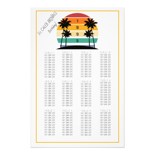 Sonnenuntergang 30. Retro Stripe Seating Chart 199 Fotodruck (Vorne)