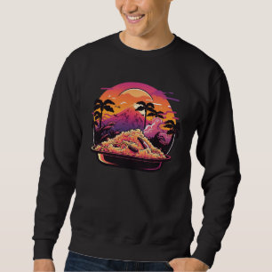 Sonnenuntergang 80er Retrowave gebratener Reis mit Sweatshirt