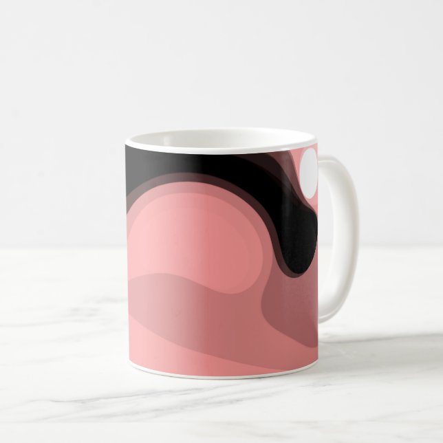 Sonnenuntergang: Abstrakt rosa, schwarz und weiß Kaffeetasse (VorderseiteRechts)