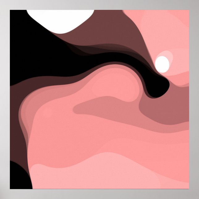 Sonnenuntergang: Abstrakt rosa, schwarz und weiß Poster (Vorne)