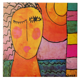 Sonnenuntergang Abstrakte Malerei einer Frau Fliese