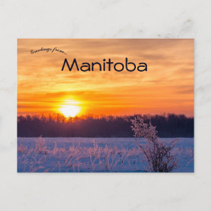 Sonnenuntergang am Audy Manitoba-See Postkarte