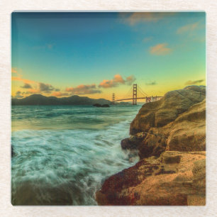 Sonnenuntergang am Bäcker-Strand Glasuntersetzer