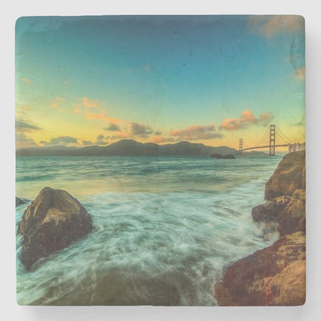 Sonnenuntergang am Bäcker-Strand Steinuntersetzer (Vorderseite)