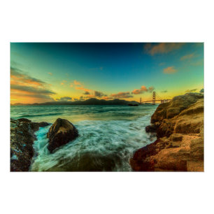 Sonnenuntergang am Baker Beach Poster