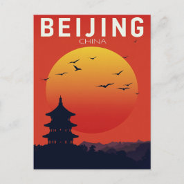 Sonnenuntergang am Beijing China Tempel Postkarte