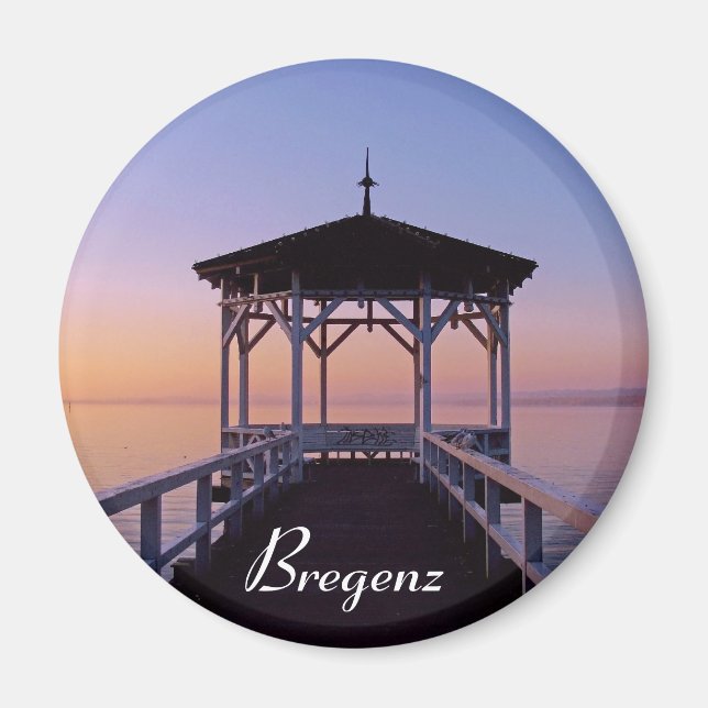 Sonnenuntergang am Bodensee in Bregenz, Österreich Magnet (Vorne)